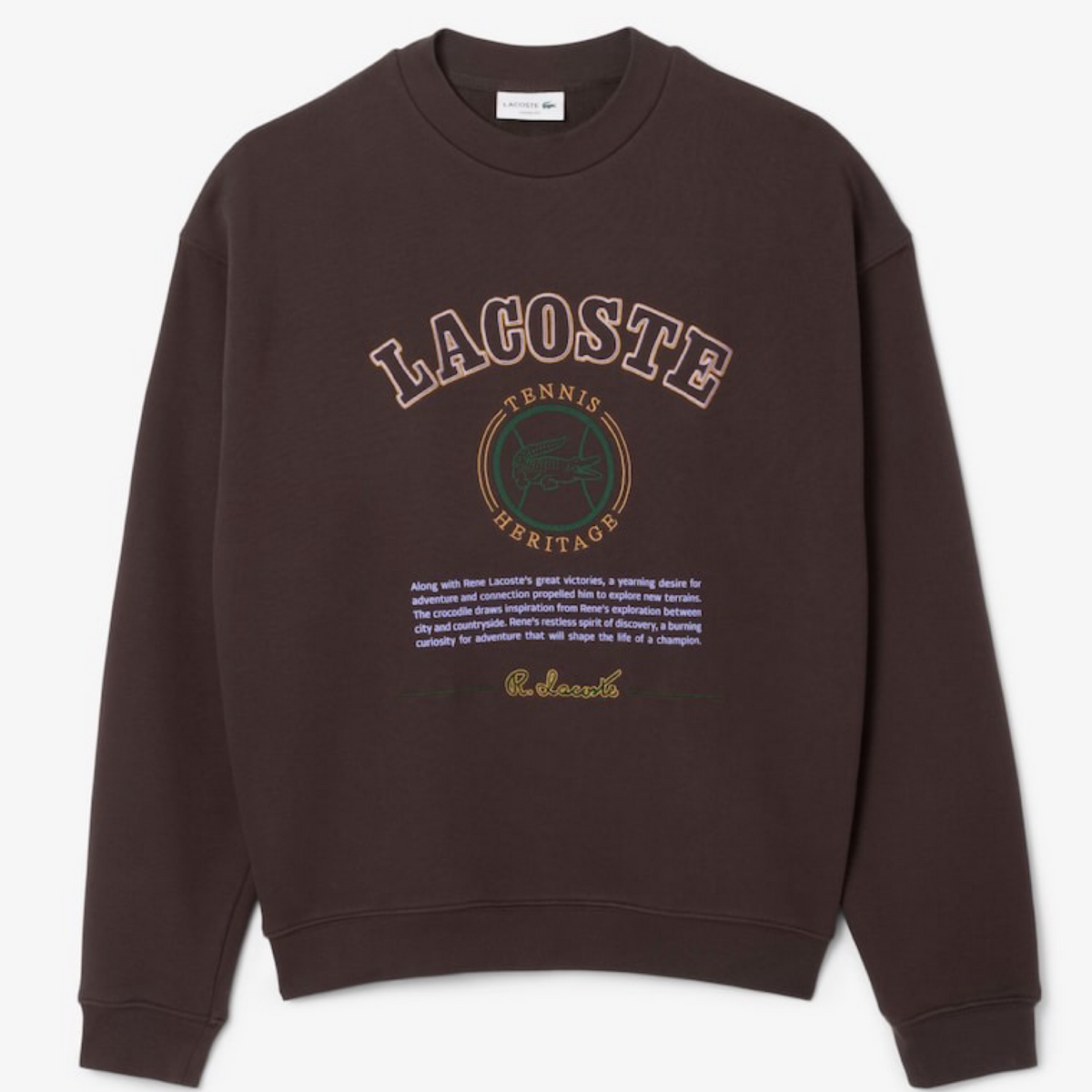LACOSTE　スウェット　新品 LACOSTE LOOSE-FIT HERITAGE EMBROIDERY FLEECE SWEATSHIRT -Men's