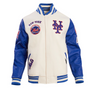 Pro Standard LUXURY ATHLETIC COLLECTION MASH UP JACKET NEW YORK METS Men’s-CREAM ROYAL BLUE ORANGE