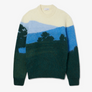 LACOSTE CLASSIC FIT LANDSCAPE ALPACA WOOL SWEATER -Men’s-GREEN/ BLUE