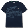 LACOSTE BIG CROCODILE PRINTED CREW NECK T-SHIRT Men’s -NAVY BLUE