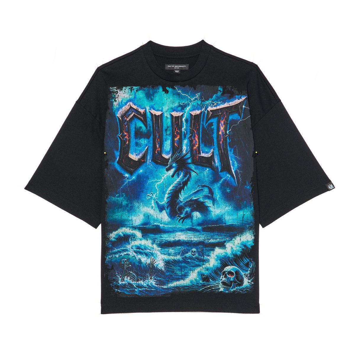 Cult of Individuality OVERSIZED CREW NECK TEE '“SEA OF SORROW”-BLACK