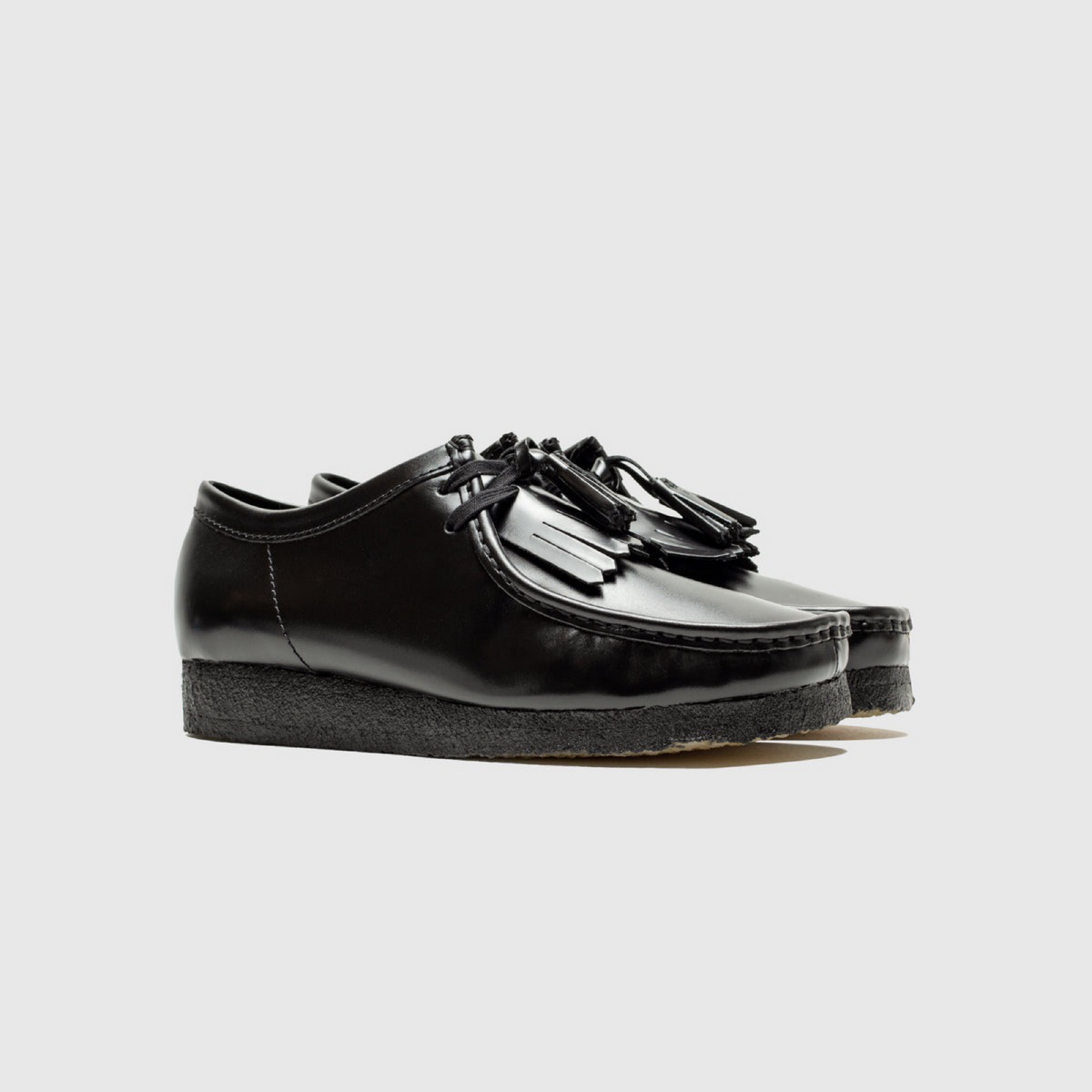 Clark's WALLABEE BOOT LOW Men's - BLACK HI SHINE LEATHER