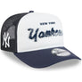 NEW ERA 950 A-FRAME PRE-CURVED CHENILLE LOGO TRUCKER HAT NEW YORK YANKEES-NAVY/WHITE