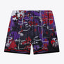 MITCHELL & NESS - NBA AH SWINGMAN GRAPHICS -SHORTS 5.0 - RAPTORS -1998 - MENS -PURPLE RED/ BLACK