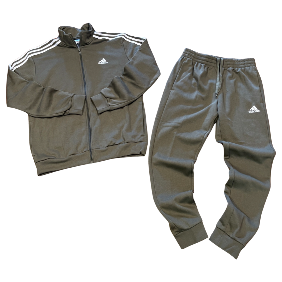 Boys khaki adidas tracksuit on sale