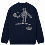 LACOSTE WOOL BLEND CREW NECK TENNIS HERITAGE SWEATER -Men’s-NAVY BLUE