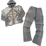 HUDSON STUDDED FLEECE STACKED FULL ZIP HOODED SWEATSUIT Men’s -GREY