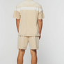 SERGIO TACCHINI VELOUR DAMARINDO POLO SHORTS SET - Men’s-CEMENT/GARDENIA