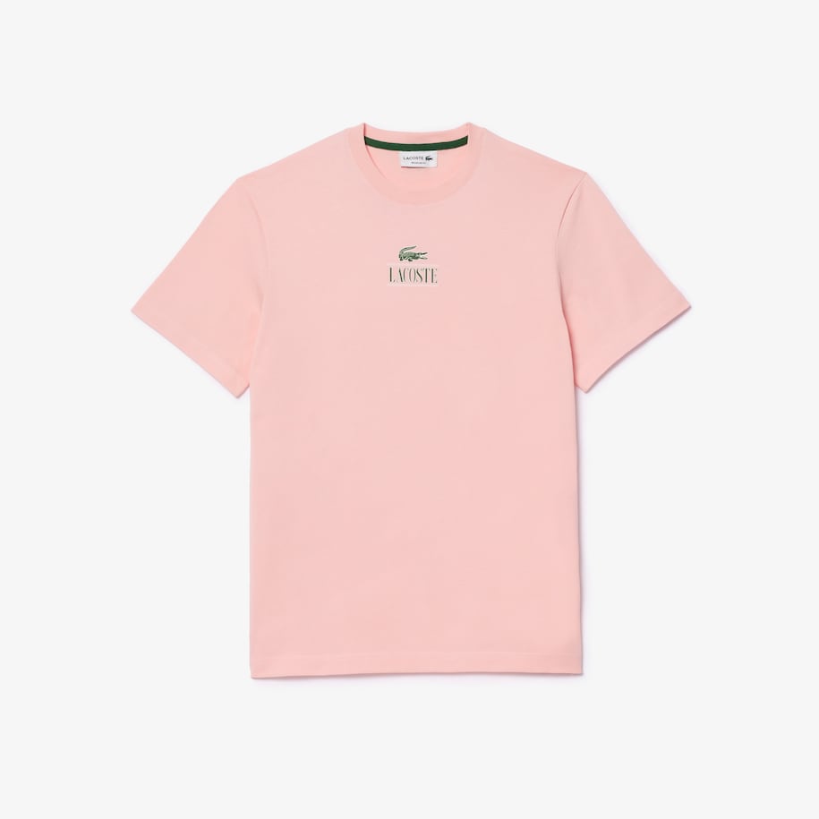 週末セール★LACOSTE ピンク Tシャツ 38サイズ LACOSTE CROCODILE PRINT CREW NECK T-SHIRT Men's -PINK-HCQ – Moesports