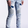 CRYSP DENIM ATLANTIC DENIM MENS -  LIGHT BLUE PATCHWORK