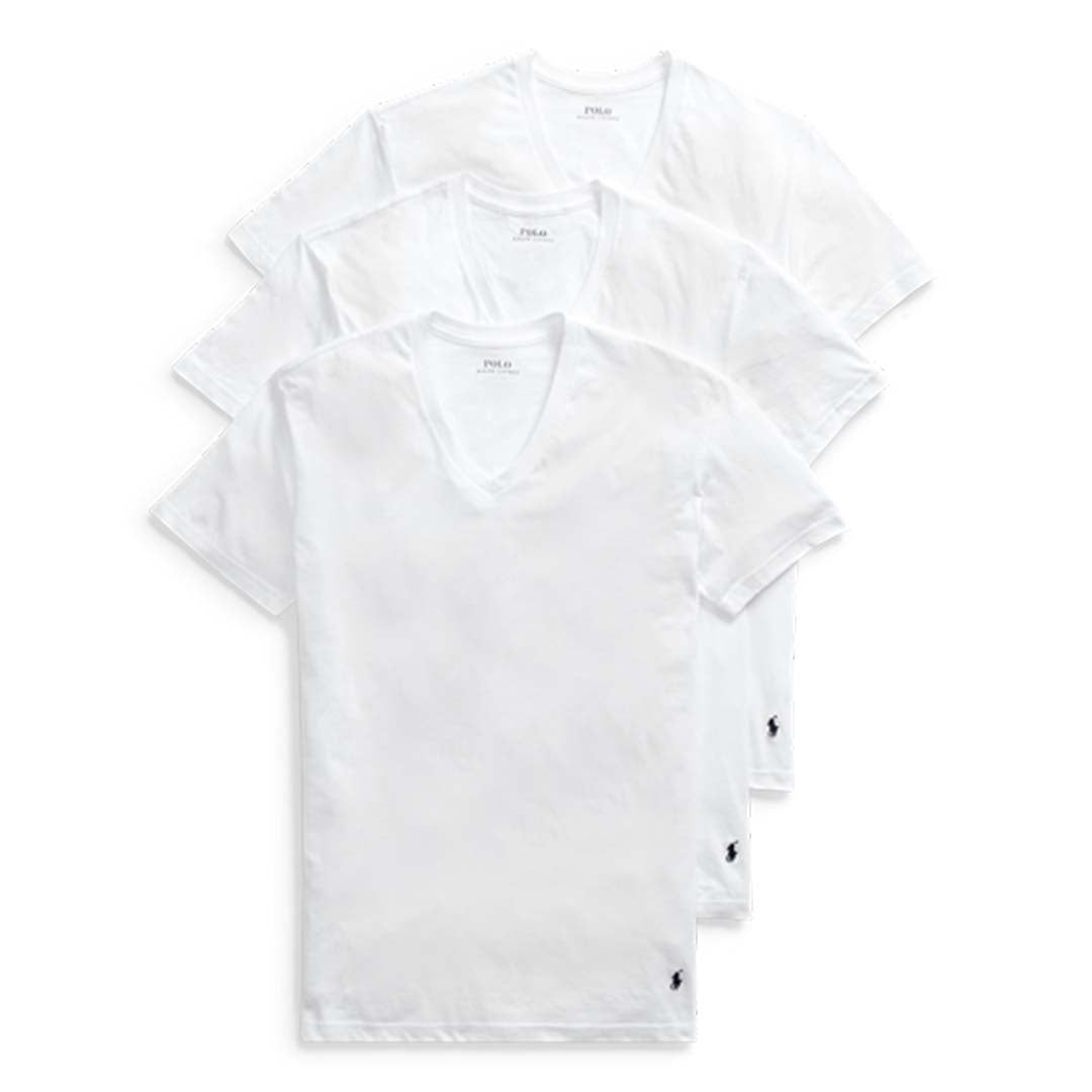 Polo Ralph Lauren - V-NECK SLIM FIT T-Shirt 3 PACK Men’s - WHITE