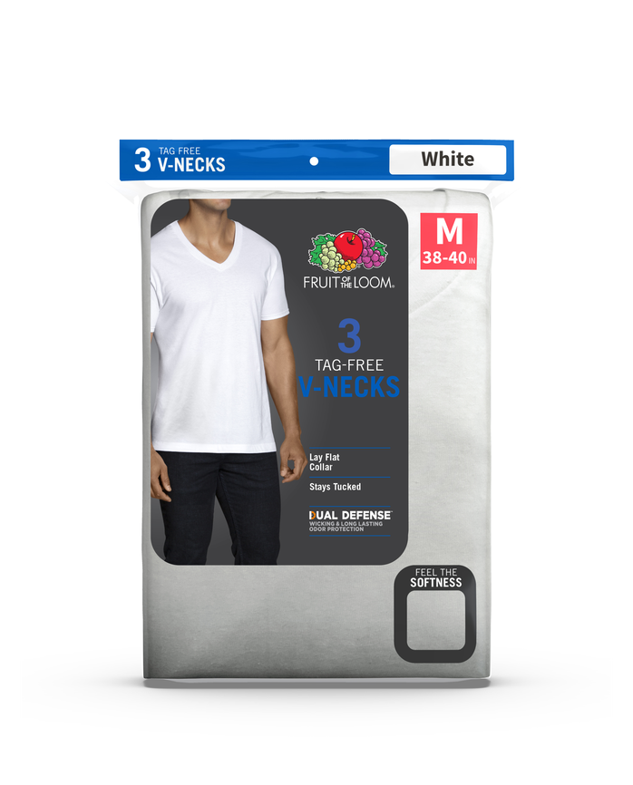 Fruit Of The Loom FOTL 3PK V-NECK Men's - WHITE ICE – Moesports