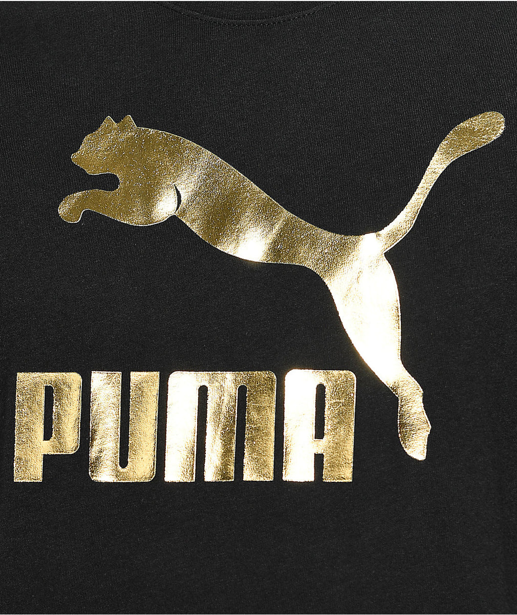 Puma CLASSICS LOGO TEE Men\'s- BLACK - GOLD – Moesports