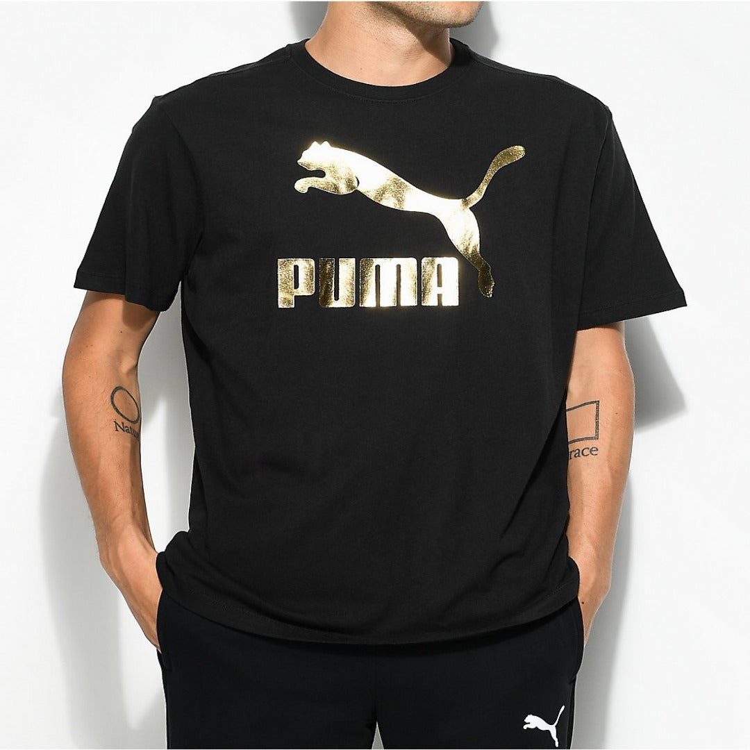 Puma CLASSICS LOGO TEE Men\'s- – GOLD Moesports - BLACK