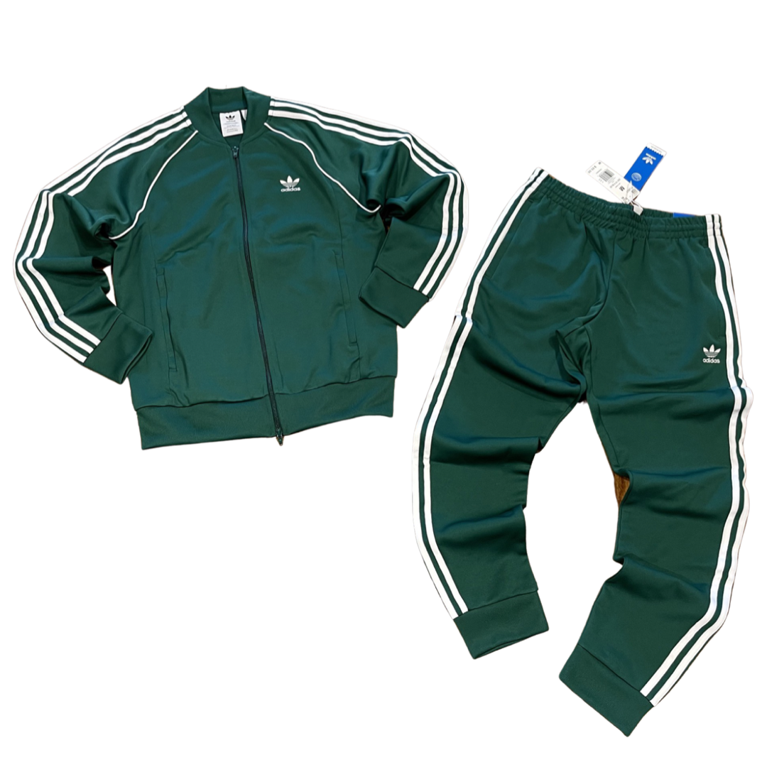 Green adidas top tracksuit mens