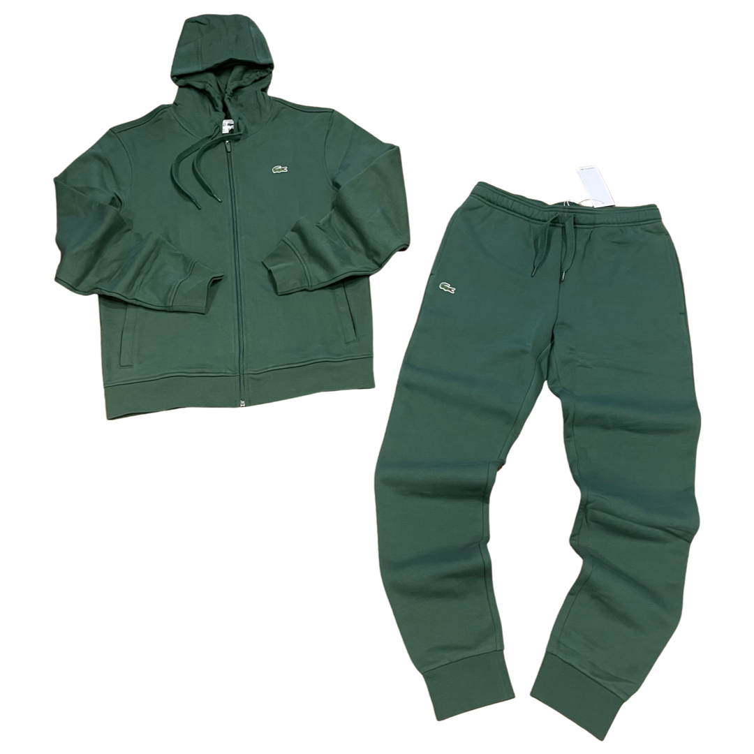 LACOSTE FUll ZIP HOODED CLASSIC SWEATSUIT Men s DARK GREEN Moesports