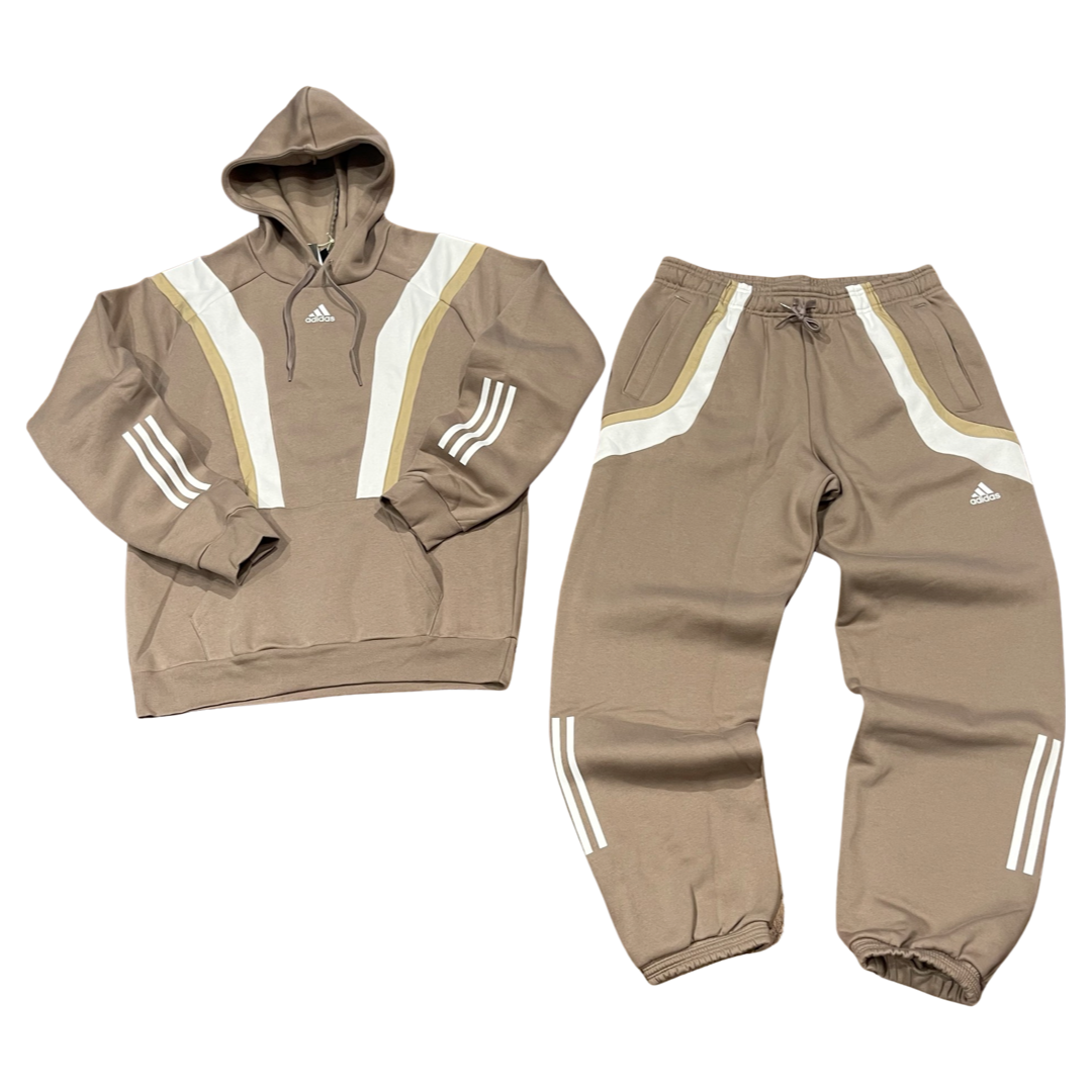 Adidas Originals FLEECE HOODY SWEATSUIT Men\'s - CHALKY BROWN/WHITE –  Moesports | Sweatshirts