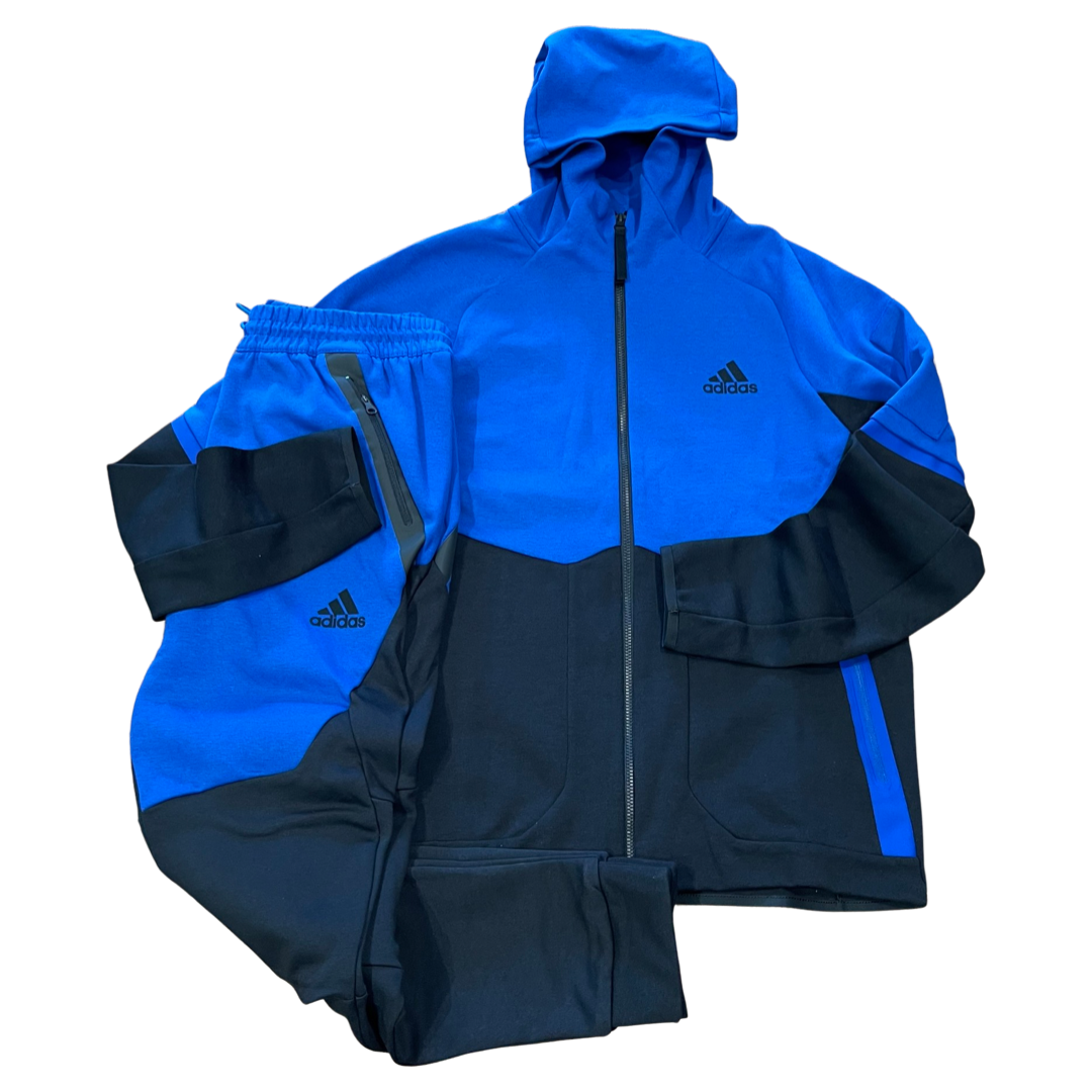 Bright blue top adidas tracksuit