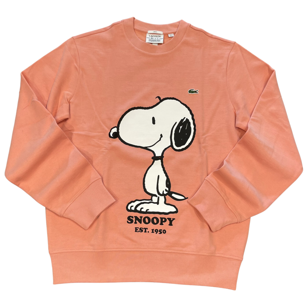 LACOSTE X PEANUTS CREWNECK SWEATSHIRT -Men's PINK – Moesports LACOSTE X PEANUTS CREWNECK SWEATSHIRT -Men's PINK – Moesports