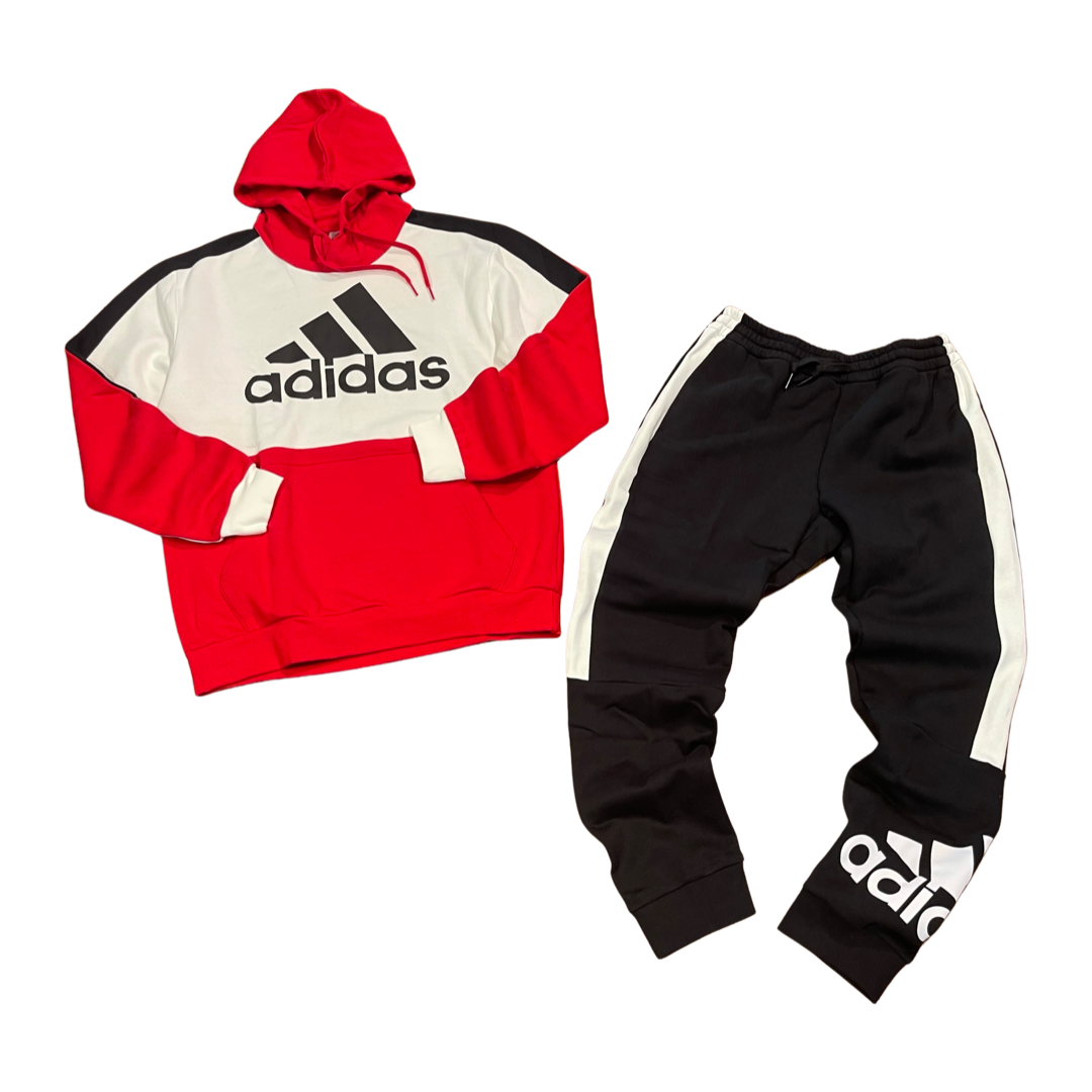 Red and black adidas jumpsuit sales