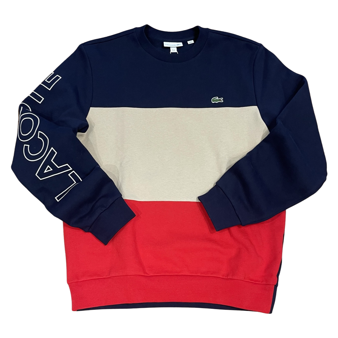 Lacoste sweat sales block crew homme