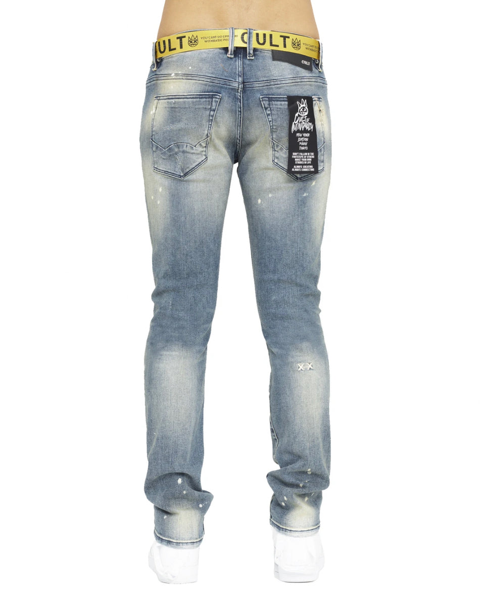 Cult of Individuality ROCKER SLIM BELTED STRETCH JEAN Men's