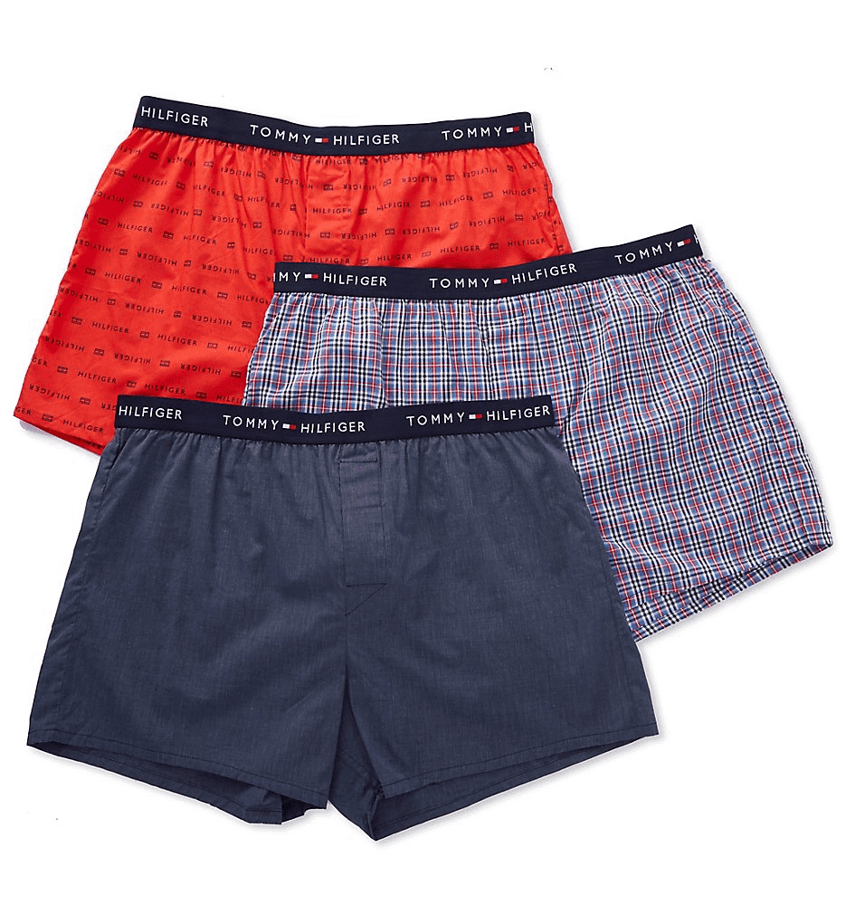 New Tommy Hilfiger Men's M 32-34 Cotton Woven Boxer Shorts 3 Pack Multi  Color