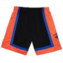 MITCHELL & NESS - NBA SWINGMAN ROAD -SHORTS - KNICKS 1998 - MENS -BLACK ROYAL /ORANGE