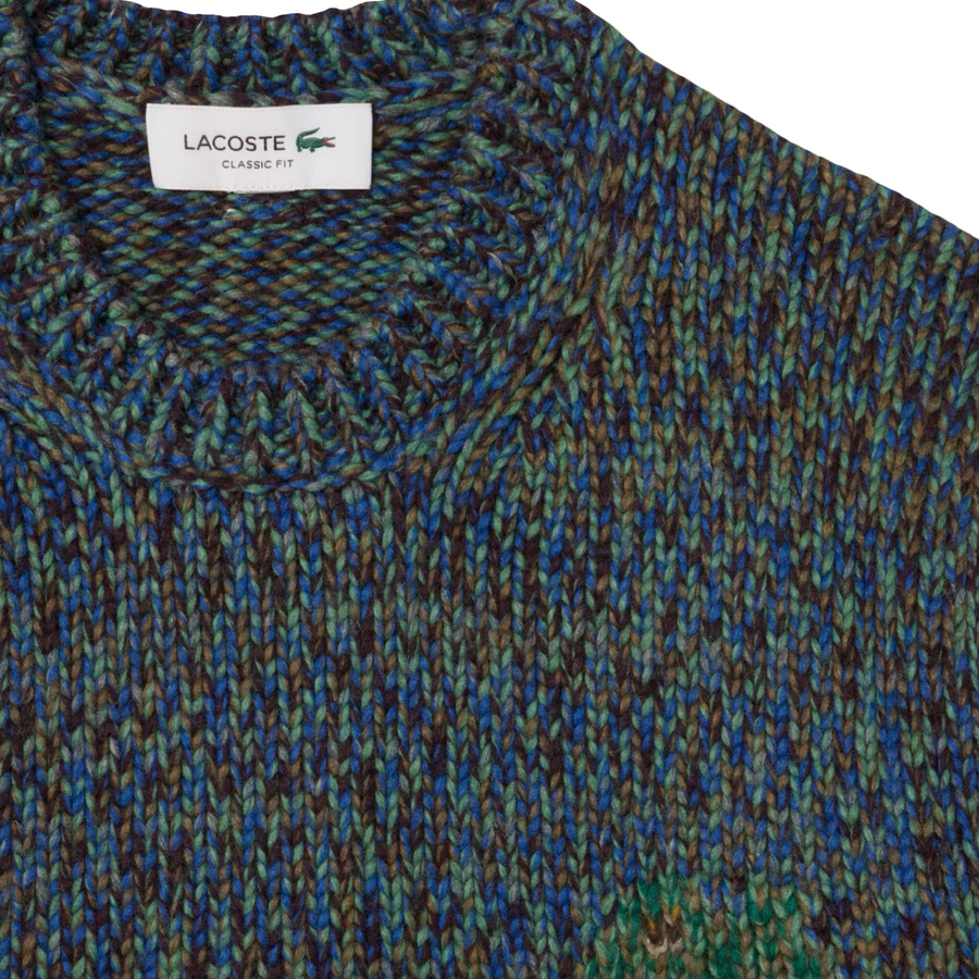 LACOSTE CLASSIC FIT KNIT INTARSIA CROCODILE SWEATER -Men’s-BLUE-8IX