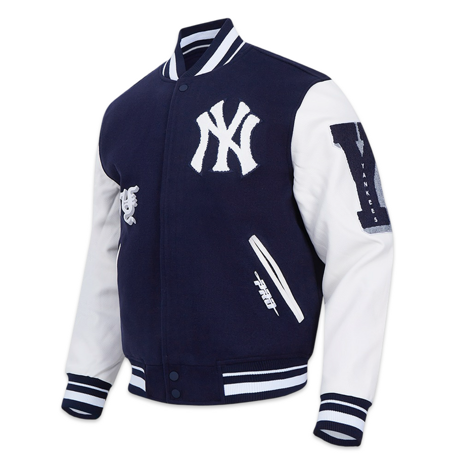 Pro Standard LUXURY ATHLETIC COLLECTION MASH UP JACKET NEW YORK METS Men’s-NAVY BLUE WHITE