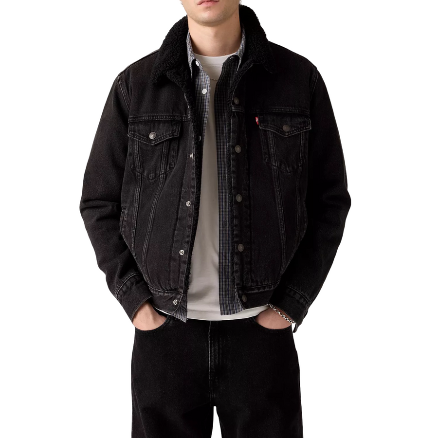 Levis Strauss & Co SHERPA TRUCKER JACKET Men’s - FADED BLACK