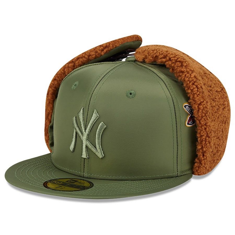NEW ERA 5950 ALPHA INDUSTRIES SHERPA DOG EAR- NEW YORK YANKEE-GREEN BROWN