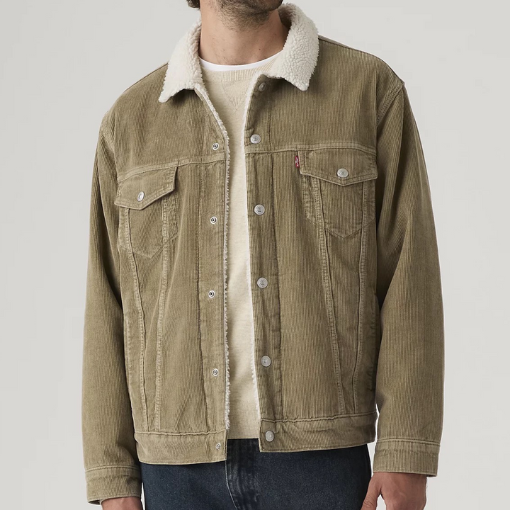 Levis Strauss & Co CORDUROY TRUCKER SHERPA JACKET Men’s -BEIGE