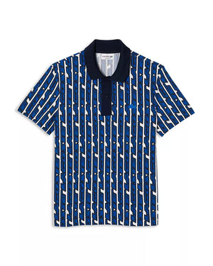 LACOSTE - MOVEMENT TWO-TONE PRINTED POLO SHIRT Men’s - WHITE/BLUE -ANY