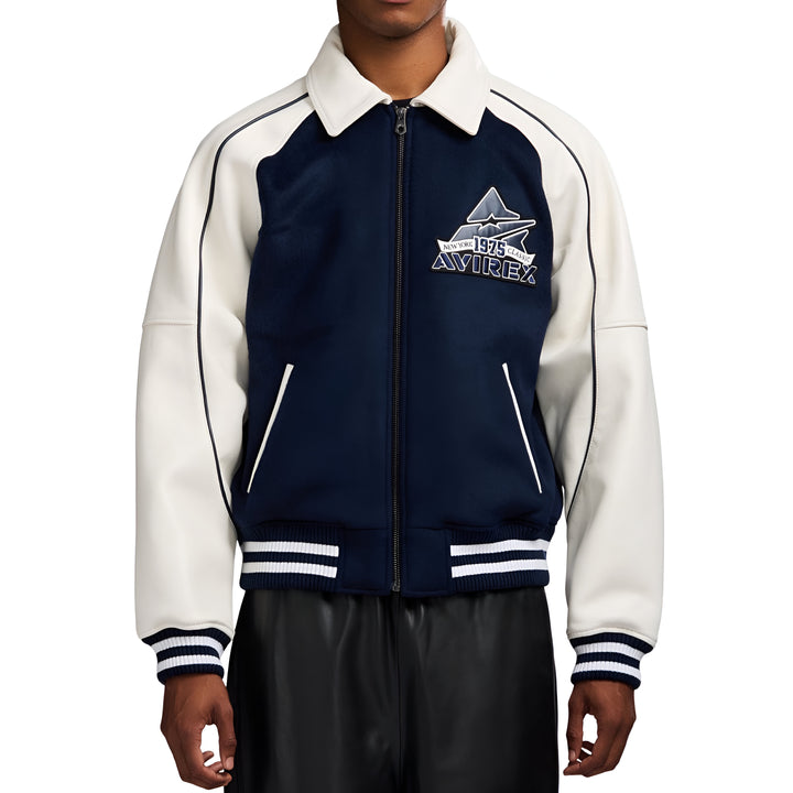 Avirex Classic Wool Leather Varsity Jacket Men’s -NAVY BLAZER/MARINE