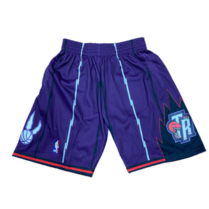 MITCHELL & NESS - NBA SWINGMAN ROAD -SHORTS - RAPTORS  - 98-99  MENS -PURPLE RAPTORS