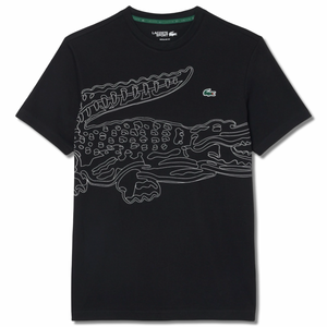 LACOSTE BIG CROCODILE PRINTED CREW NECK T-SHIRT Men's -BLACK
