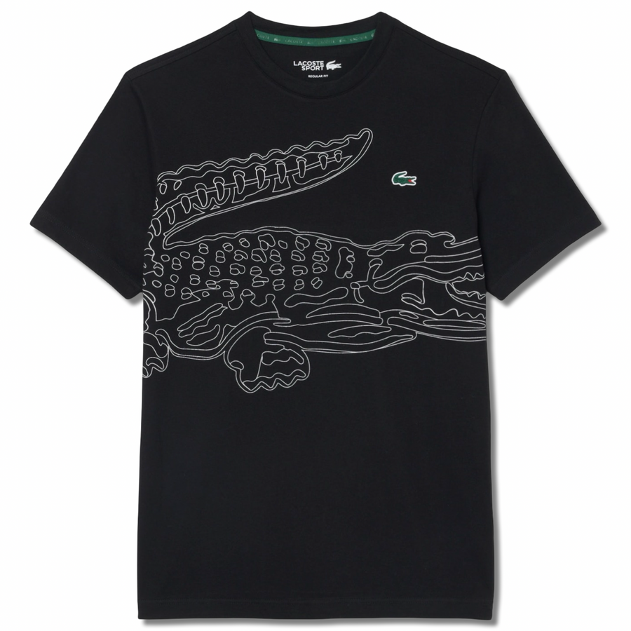 LACOSTE BIG CROCODILE PRINTED CREW NECK T-SHIRT Men's -BLACK