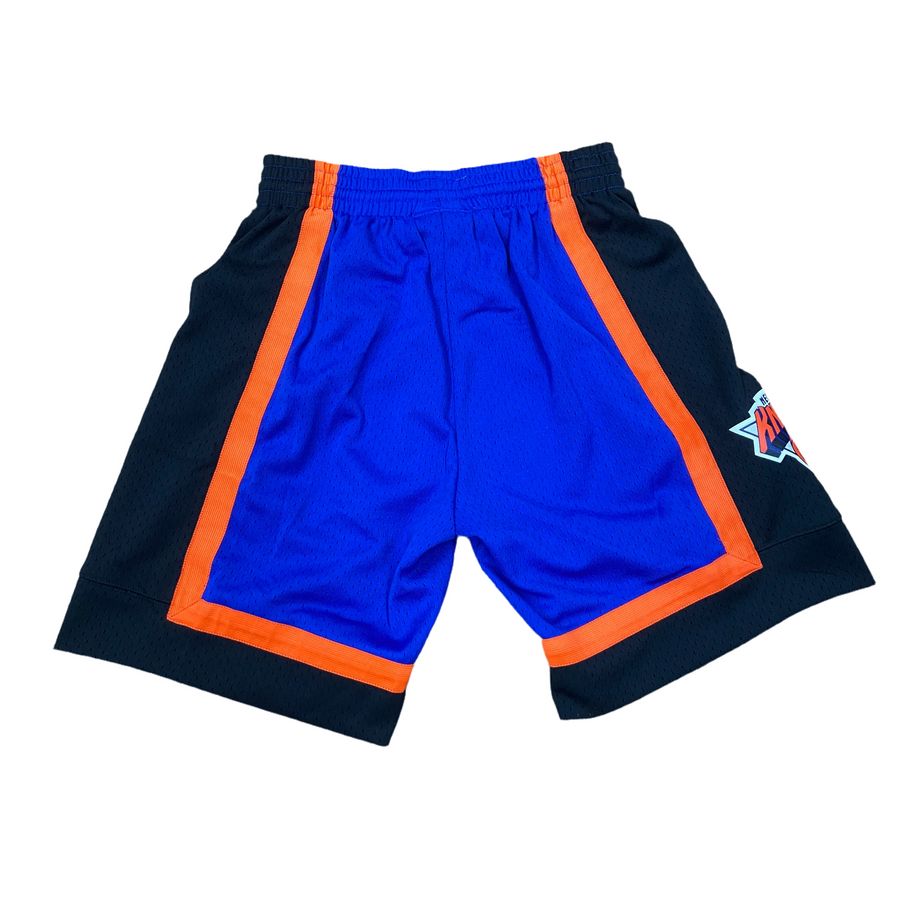 MITCHELL & NESS - NBA SWINGMAN ROAD -SHORTS - KNICKS 1996  - MENS -ROYAL/BLACK ORANGE