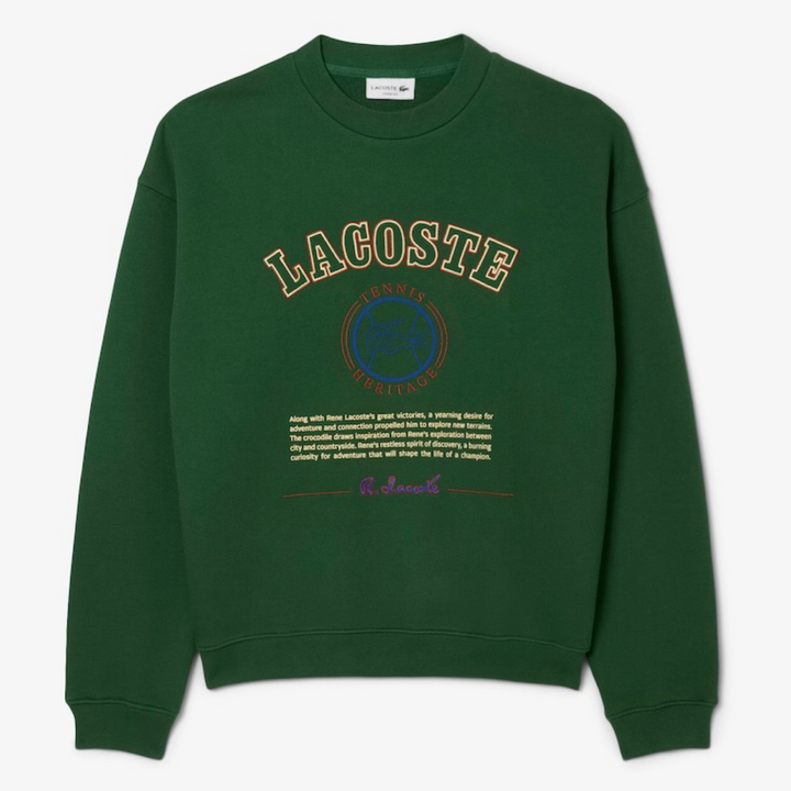 LACOSTE LOOSE-FIT HERITAGE EMBROIDERY FLEECE SWEATSHIRT -Men’s-GREEN-132