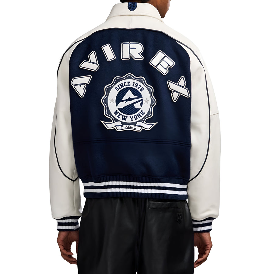 Avirex Classic Wool Leather Varsity Jacket Men’s -NAVY BLAZER/MARINE