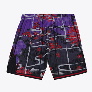 MITCHELL & NESS - NBA AH SWINGMAN GRAPHICS -SHORTS 5.0 - RAPTORS -1998 - MENS -PURPLE RED/ BLACK