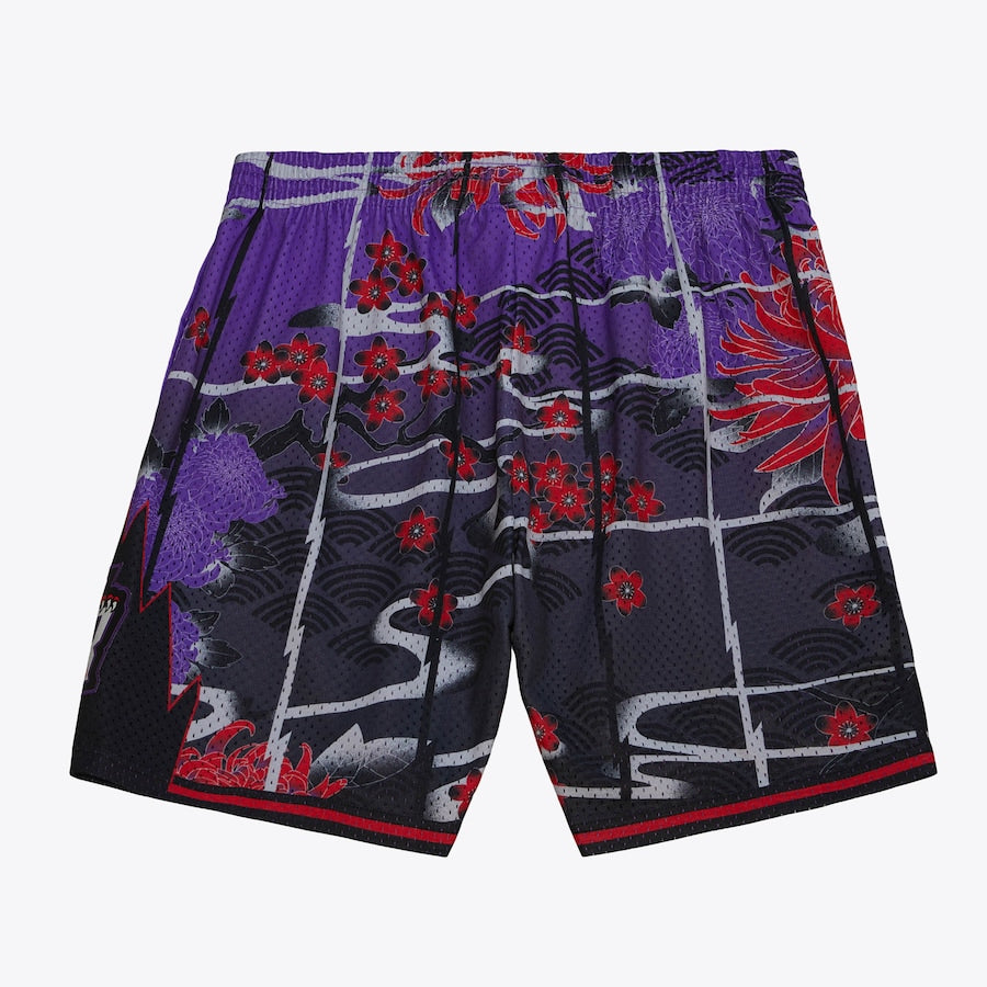 MITCHELL & NESS - NBA AH SWINGMAN GRAPHICS -SHORTS 5.0 - RAPTORS -1998 - MENS -PURPLE RED/ BLACK