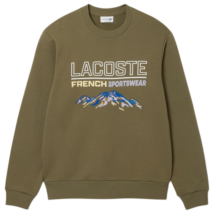 LACOSTE LOOSE-FIT OVERSIZED LOGO FLEECE SWEATSHIRT -Men’s-KHAKI GREEN-E9F