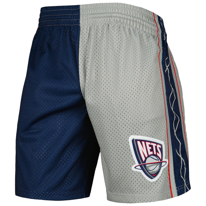 MITCHELL & NESS - NBA SPLIT  SWINGMAN  -SHORTS -  NETS - 2006 - MENS -GREY NAVY BLUE /RED