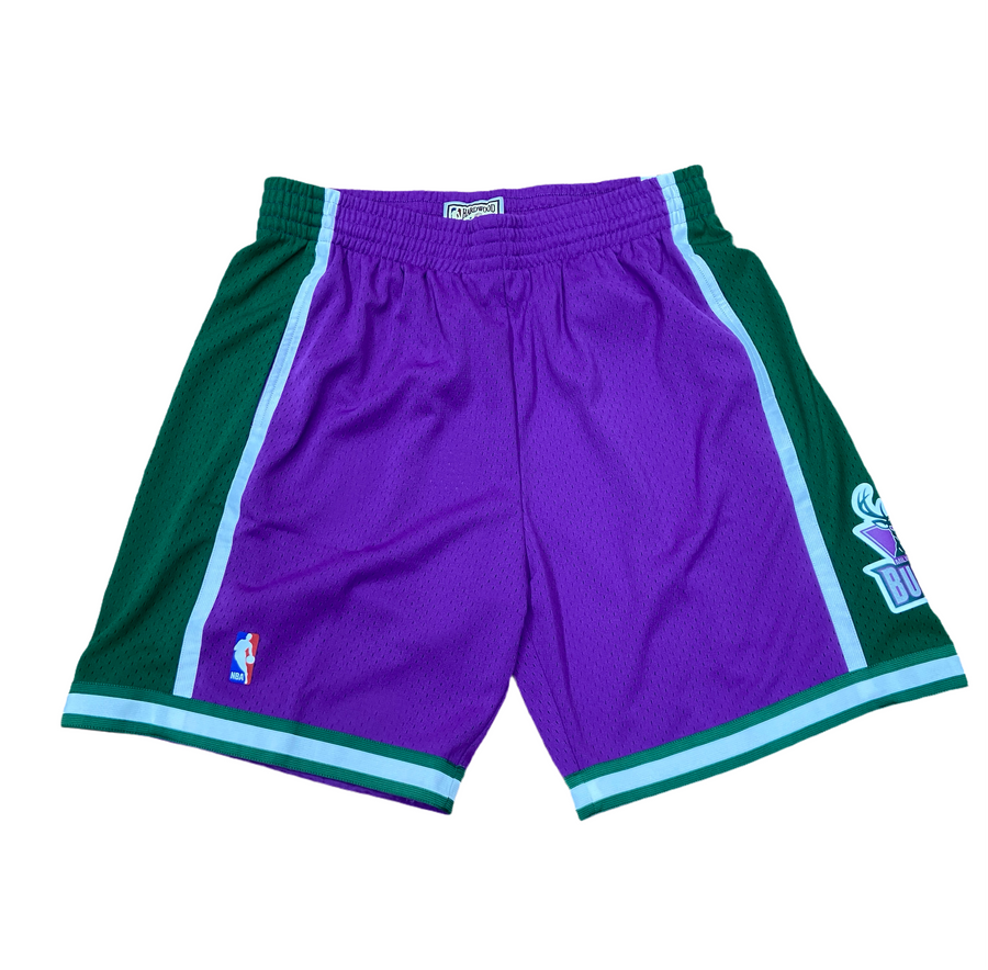 MITCHELL & NESS - NBA ALTERNATE SWINGMAN -SHORTS BUCKS  00-02 MENS -PURPLE GREEN