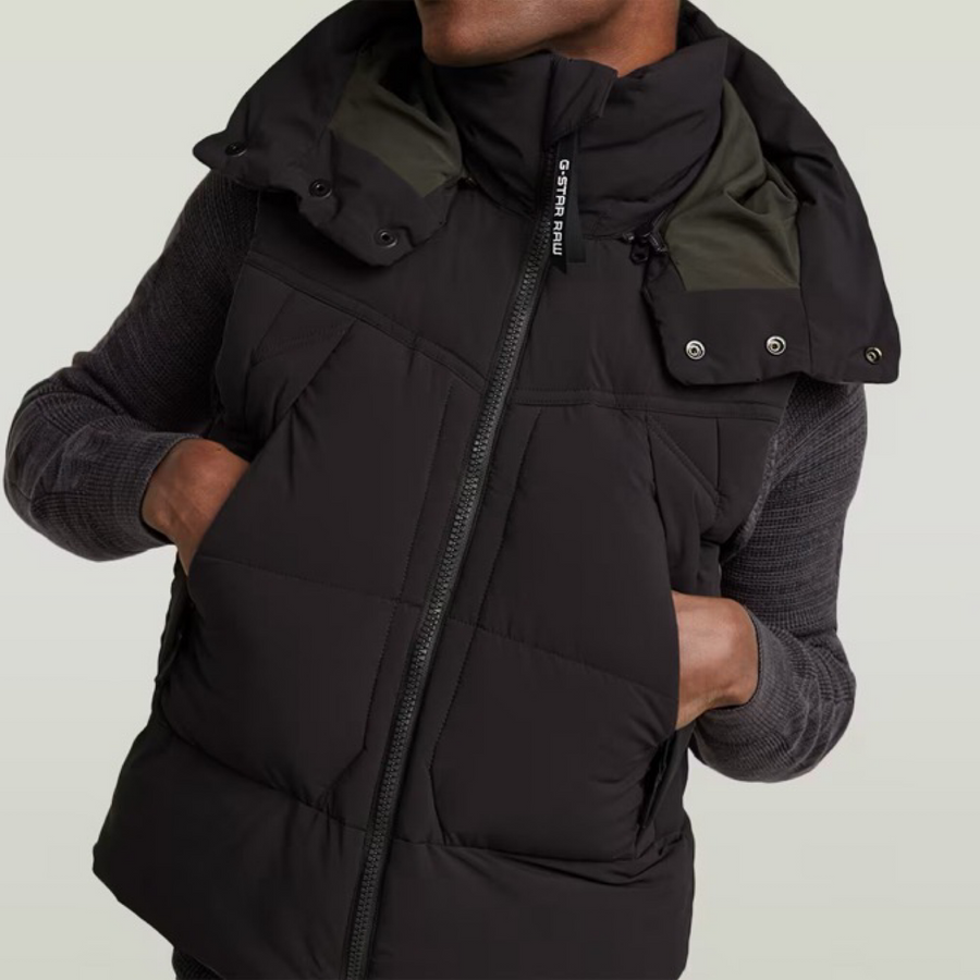 G-STAR G-WHISTLER PDD HOODIE VEST 2.0 MENS -DK BLACK