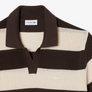 LACOSTE - SHORT SLEEVE STRIPED POLO COLLAR SWEATER SHIRT Men’s -BEIGE /BROWN