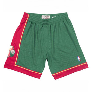 MITCHELL & NESS - NBA ALTERNATE SWINGMAN ROAD -SHORTS SUPERSUNICS -95-96 MENS -GREEN RED