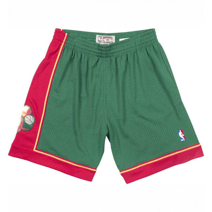 MITCHELL & NESS - NBA ALTERNATE SWINGMAN ROAD -SHORTS SUPERSUNICS -95-96 MENS -GREEN RED